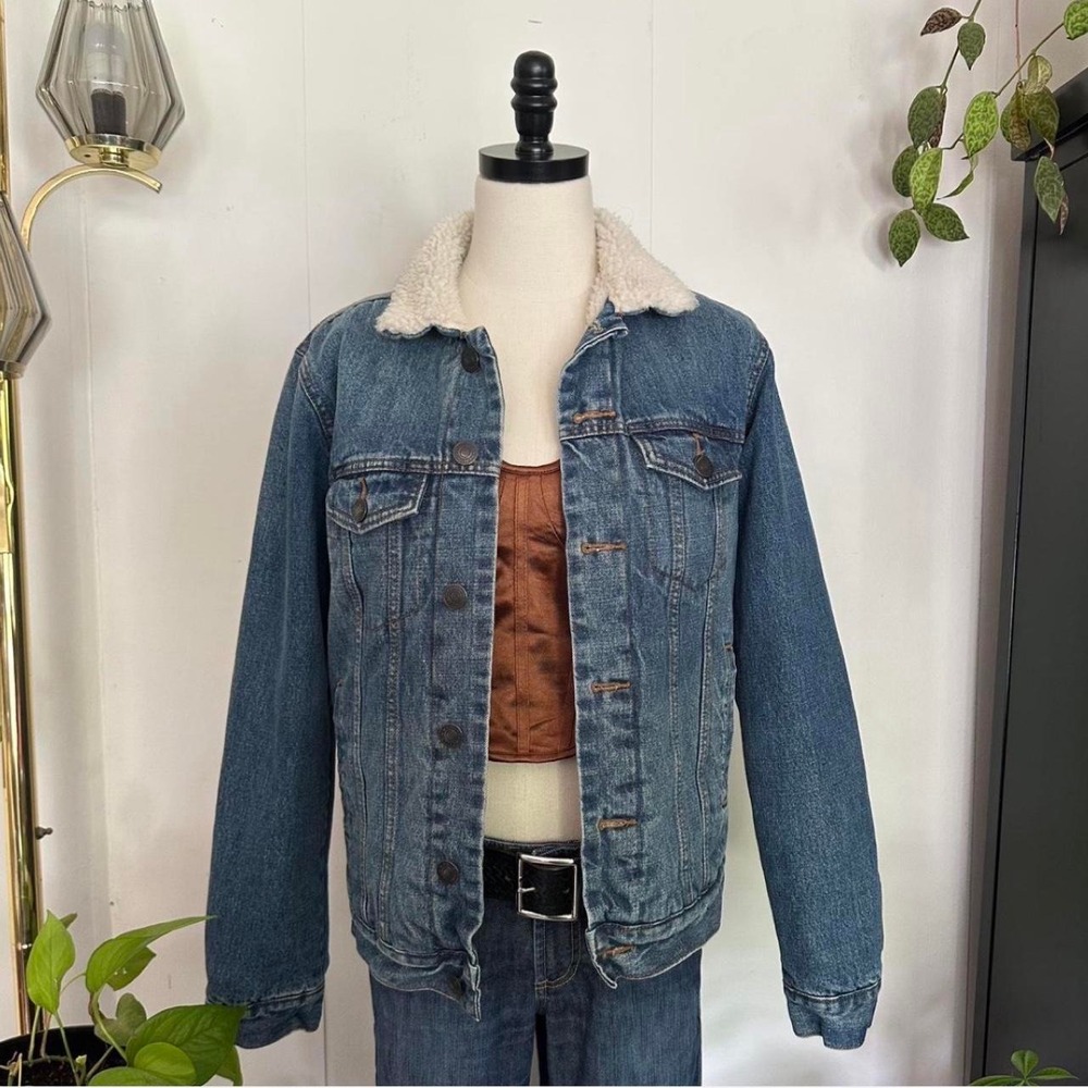 Goodfellow & Co Mens Sherpa Lined Denim Trucker Jacket Light Blue Small